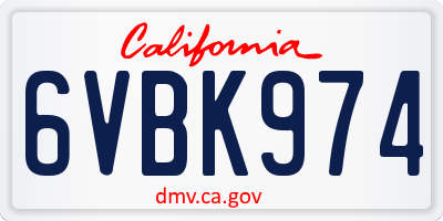 CA license plate 6VBK974