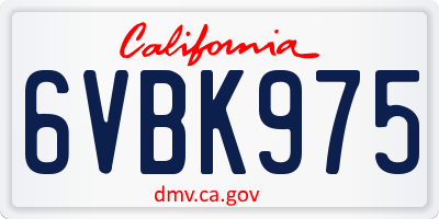CA license plate 6VBK975