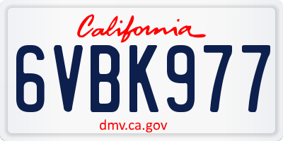 CA license plate 6VBK977