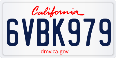 CA license plate 6VBK979