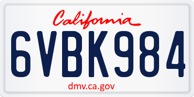 CA license plate 6VBK984