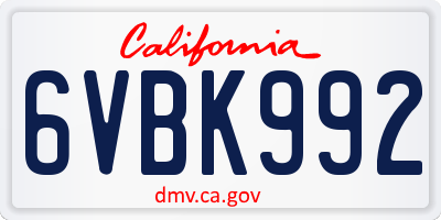 CA license plate 6VBK992