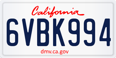 CA license plate 6VBK994