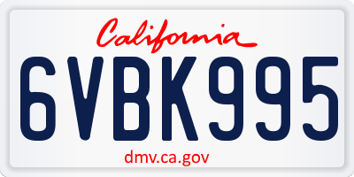 CA license plate 6VBK995