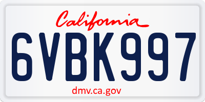 CA license plate 6VBK997