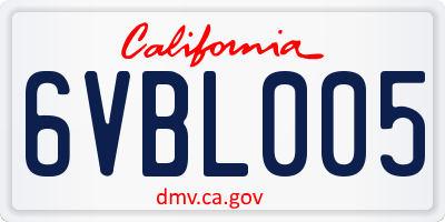 CA license plate 6VBL005