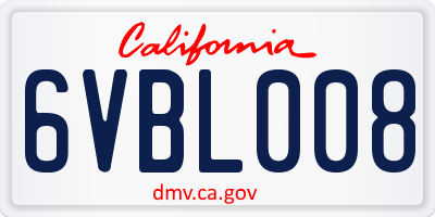 CA license plate 6VBL008