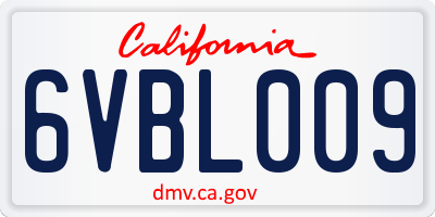 CA license plate 6VBL009
