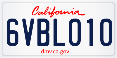 CA license plate 6VBL010