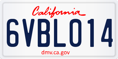 CA license plate 6VBL014