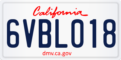 CA license plate 6VBL018