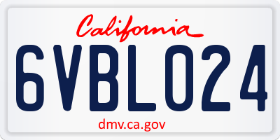 CA license plate 6VBL024