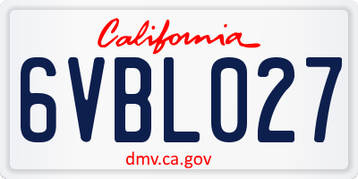 CA license plate 6VBL027