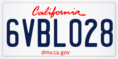 CA license plate 6VBL028