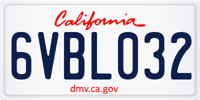 CA license plate 6VBL032