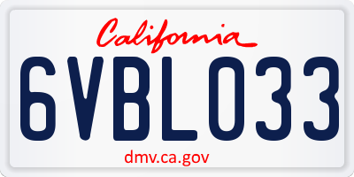 CA license plate 6VBL033
