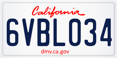 CA license plate 6VBL034