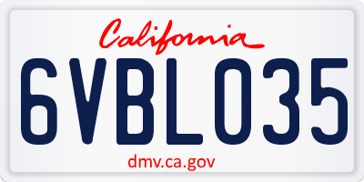 CA license plate 6VBL035