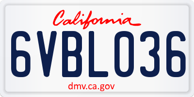 CA license plate 6VBL036