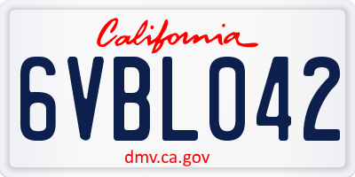 CA license plate 6VBL042