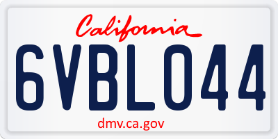 CA license plate 6VBL044