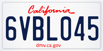 CA license plate 6VBL045