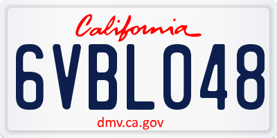 CA license plate 6VBL048