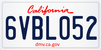 CA license plate 6VBL052