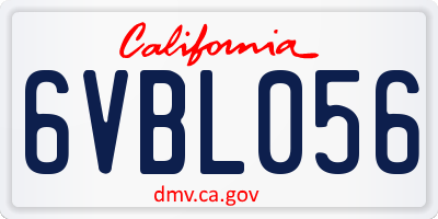 CA license plate 6VBL056
