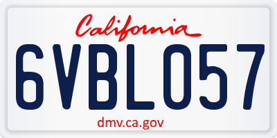 CA license plate 6VBL057