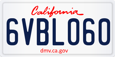 CA license plate 6VBL060