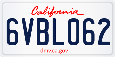 CA license plate 6VBL062