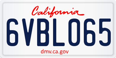 CA license plate 6VBL065