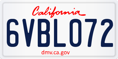 CA license plate 6VBL072