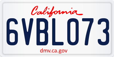 CA license plate 6VBL073