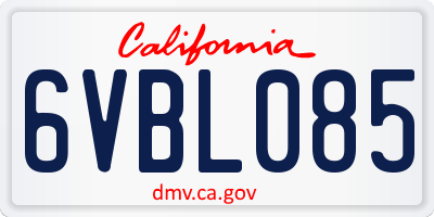 CA license plate 6VBL085