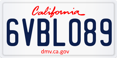 CA license plate 6VBL089