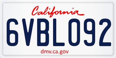 CA license plate 6VBL092
