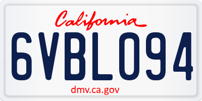 CA license plate 6VBL094