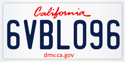 CA license plate 6VBL096