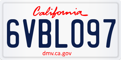 CA license plate 6VBL097
