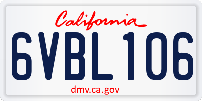 CA license plate 6VBL106