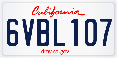 CA license plate 6VBL107