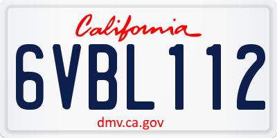 CA license plate 6VBL112