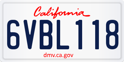 CA license plate 6VBL118