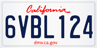 CA license plate 6VBL124