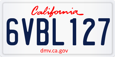 CA license plate 6VBL127