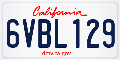 CA license plate 6VBL129