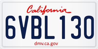 CA license plate 6VBL130