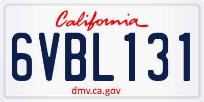 CA license plate 6VBL131